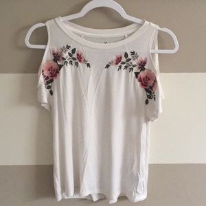 Cold Shoulder Floral Embroidered Top